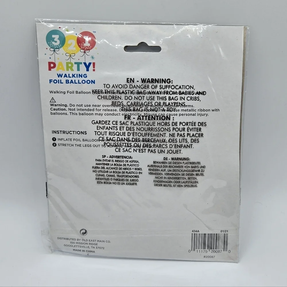 321 Party! Unicorn Walking Foil Balloon Blue